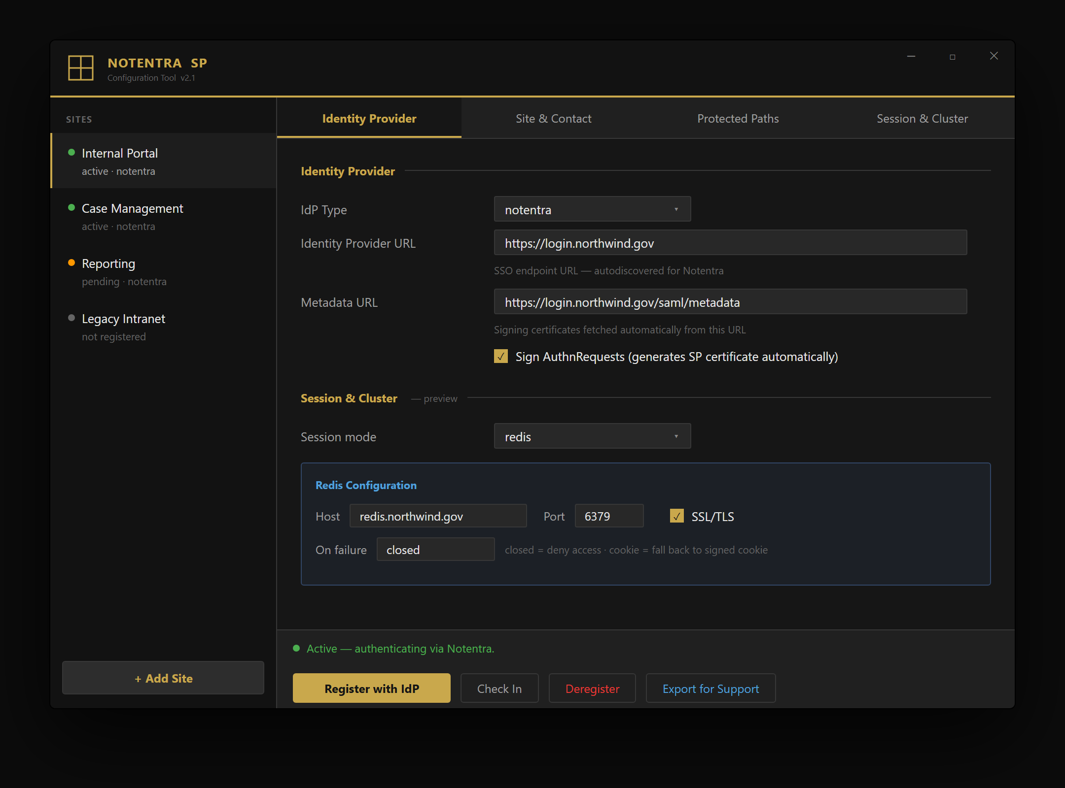 Notentra SP configuration tool